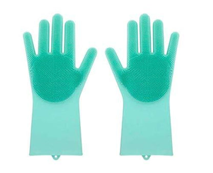 Gloves-Silicone Dish Washing Gloves,Silicon Cleaning Gloves,Silicon Hand Gloves for Kitchen Dishwashing and Pet Grooming,  Heat Resistant Gloves