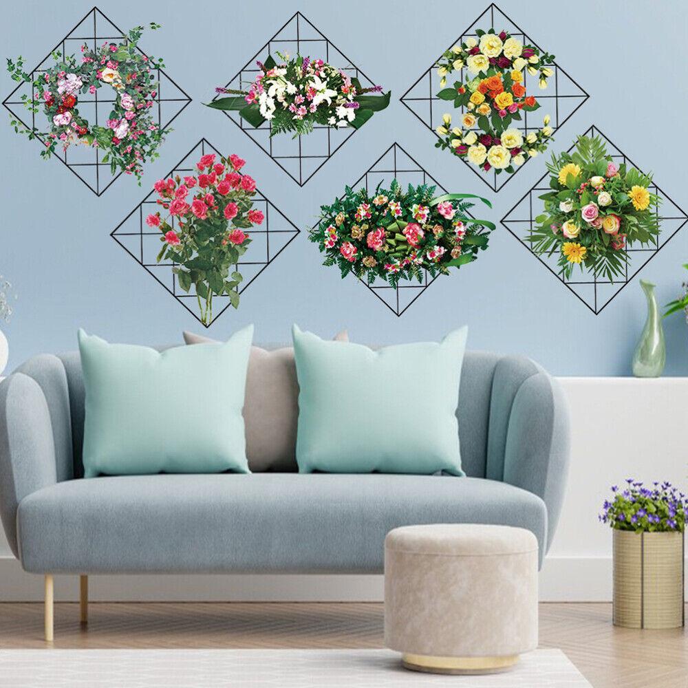 Home Wall Art Grid Flower Pattern Sticker Office Decals The Flowers